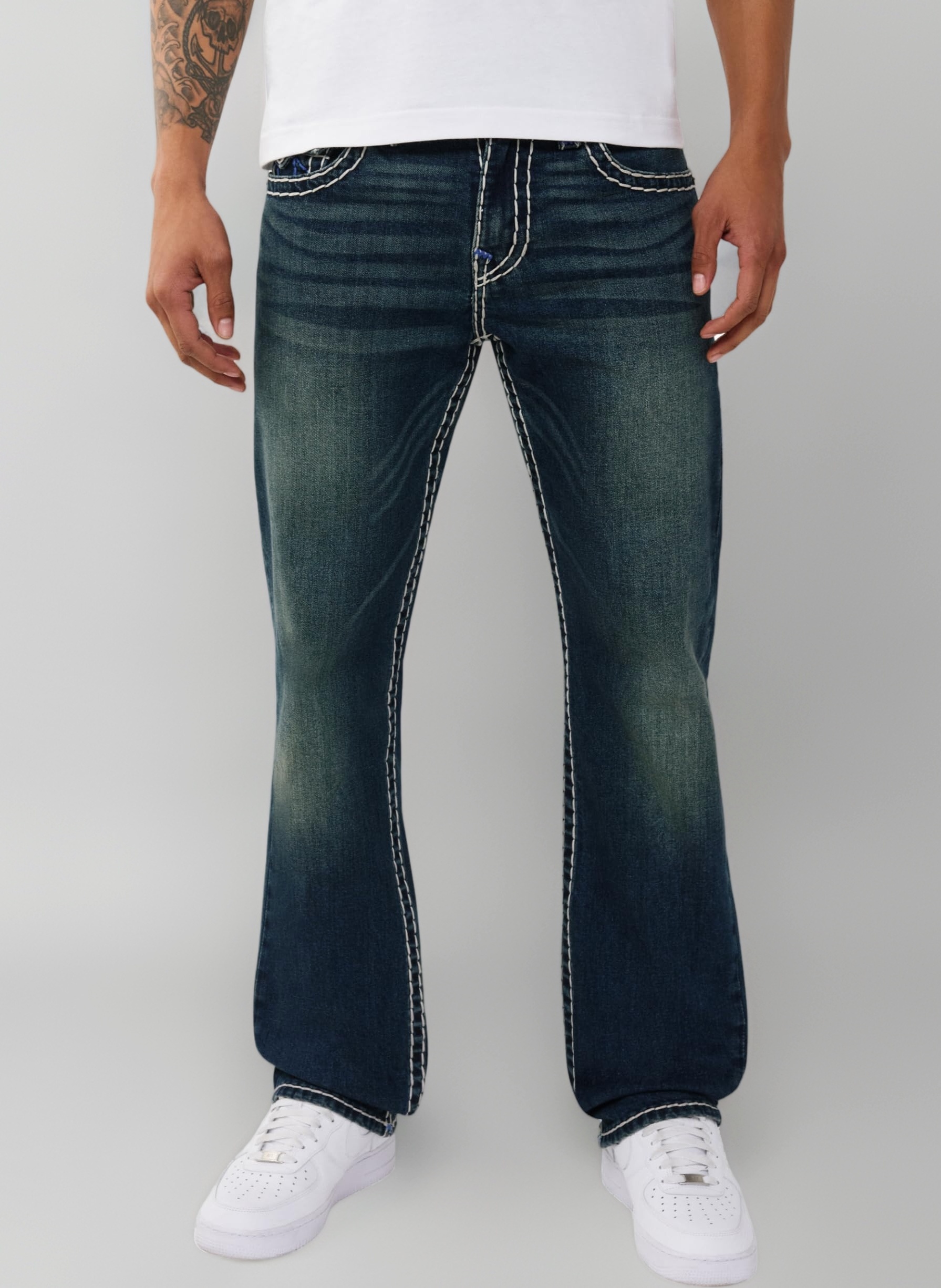パンツ True Religion 30 True Religion Men's Ricky Super T Flap Straight Jeans, Riff Grunge